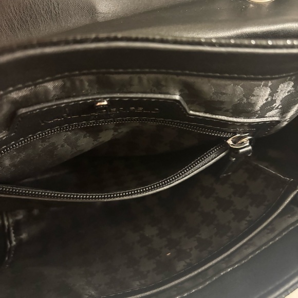 KARL LAGERFELD Paris Agyness shoulder Bag with Silver Tone Chain Straps - Picture 10 of 12